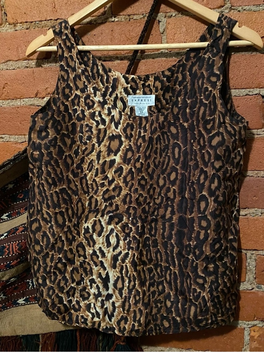 Vintage Express 100% Silk Leopard Print Minimalist Tank XS/S Coquette Y2K 90s